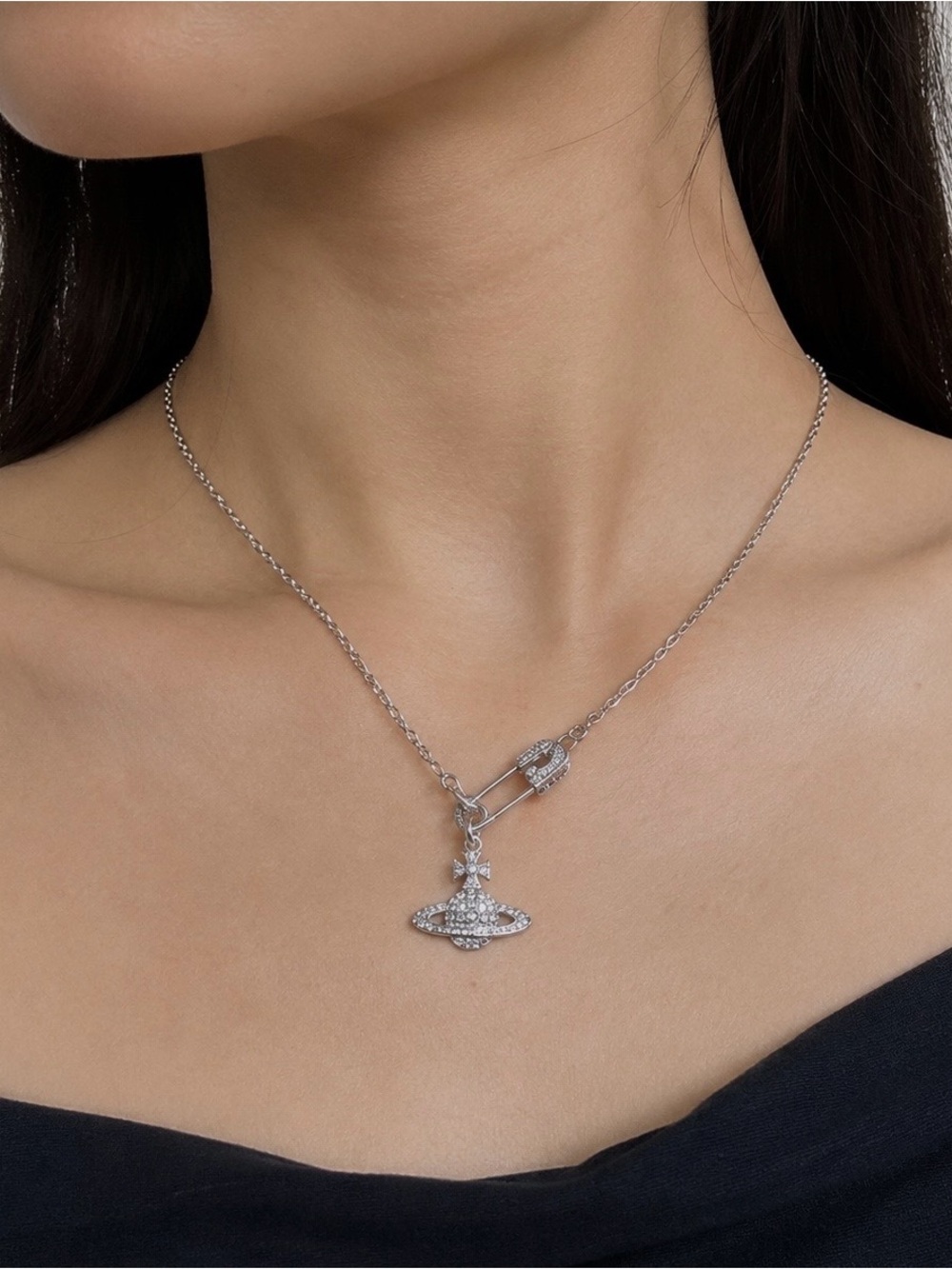 Vivienne Westwood Lucrece Crystal Orb Pendant Necklace – Silver - Picture 11 of 11